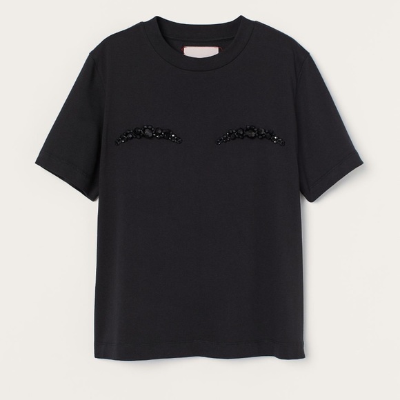 Simone rocha*HM appliquéd t-shirt, black - Picture 1 of 4